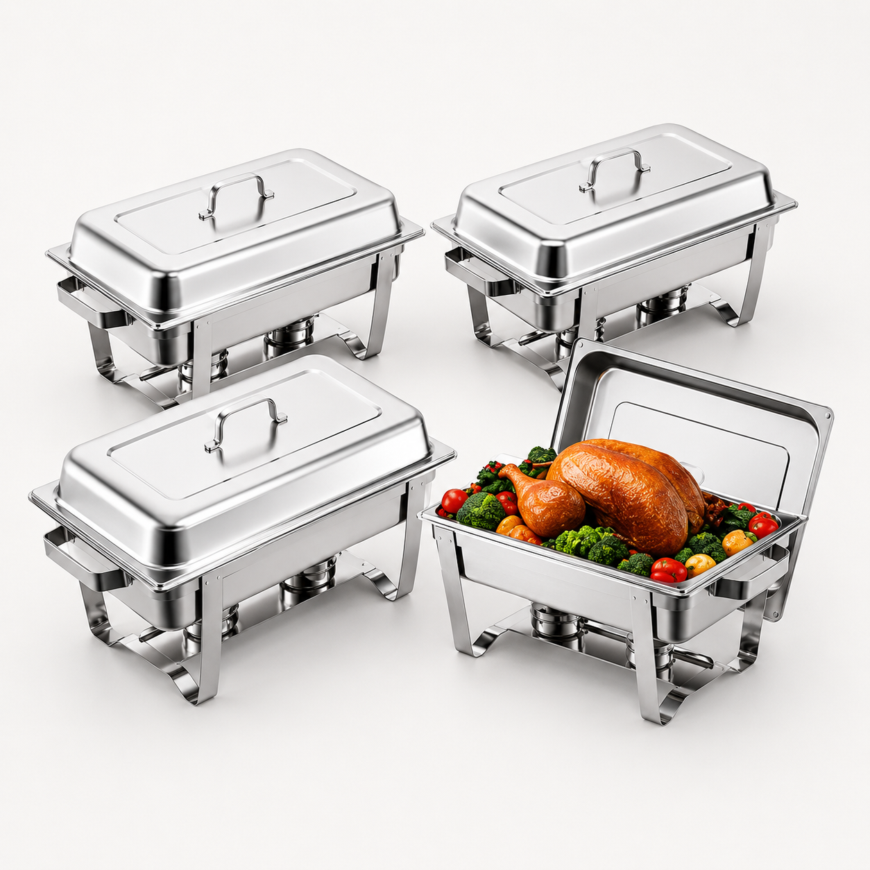 4 bandejas para calentar comida